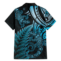 New Zealand Lizard Family Matching Mermaid Dress and Hawaiian Shirt Silver Fern Aotearoa Maori Blue Version