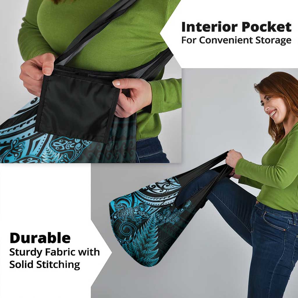 New Zealand Lizard Grocery Bag Silver Fern Aotearoa Maori Blue Version