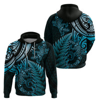 New Zealand Lizard Zip Hoodie Silver Fern Aotearoa Maori Blue Version