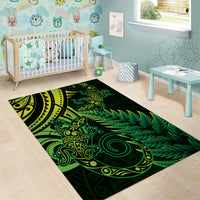 New Zealand Lizard Area Rug Silver Fern Aotearoa Maori Green Version LT14 - Polynesian Pride