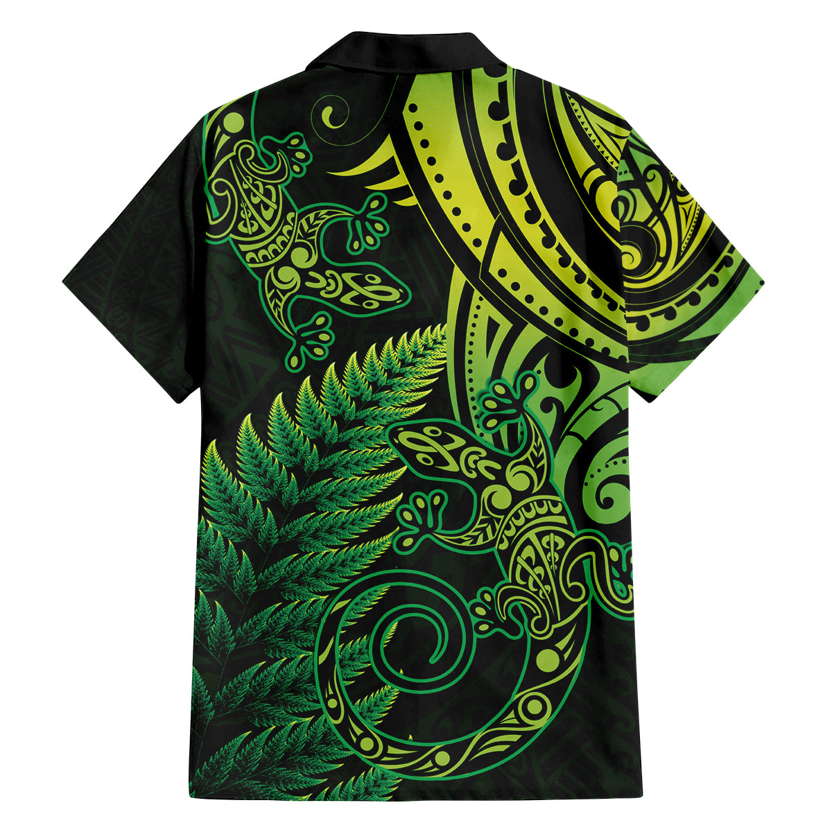 New Zealand Lizard Family Matching Summer Maxi Dress and Hawaiian Shirt Silver Fern Aotearoa Maori Green Version