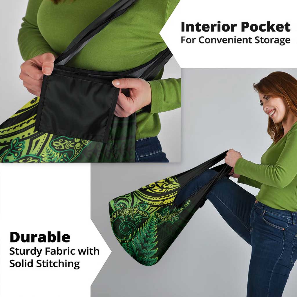 New Zealand Lizard Grocery Bag Silver Fern Aotearoa Maori Green Version