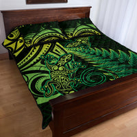 New Zealand Lizard Quilt Bed Set Silver Fern Aotearoa Maori Green Version