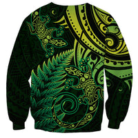 New Zealand Lizard Sweatshirt Silver Fern Aotearoa Maori Green Version