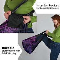 New Zealand Lizard Grocery Bag Silver Fern Aotearoa Maori Purple Version