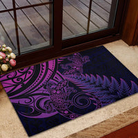 New Zealand Lizard Rubber Doormat Silver Fern Aotearoa Maori Purple Version