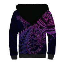 New Zealand Lizard Sherpa Hoodie Silver Fern Aotearoa Maori Purple Version