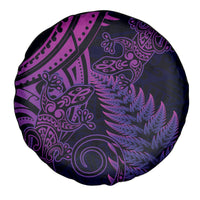 New Zealand Lizard Spare Tire Cover Silver Fern Aotearoa Maori Purple Version