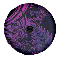 New Zealand Lizard Spare Tire Cover Silver Fern Aotearoa Maori Purple Version