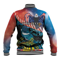 Personalised United States And New Zealand Baseball Jacket USA Eagle With Kowhai Aotearoa Tui Bird LT14 - Polynesian Pride