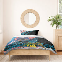 Personalised United States And New Zealand Bedding Set USA Eagle With Kowhai Aotearoa Tui Bird LT14 - Polynesian Pride