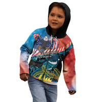 Personalised United States And New Zealand Kid Hoodie USA Eagle With Kowhai Aotearoa Tui Bird