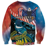 Personalised United States And New Zealand Sweatshirt USA Eagle With Kowhai Aotearoa Tui Bird