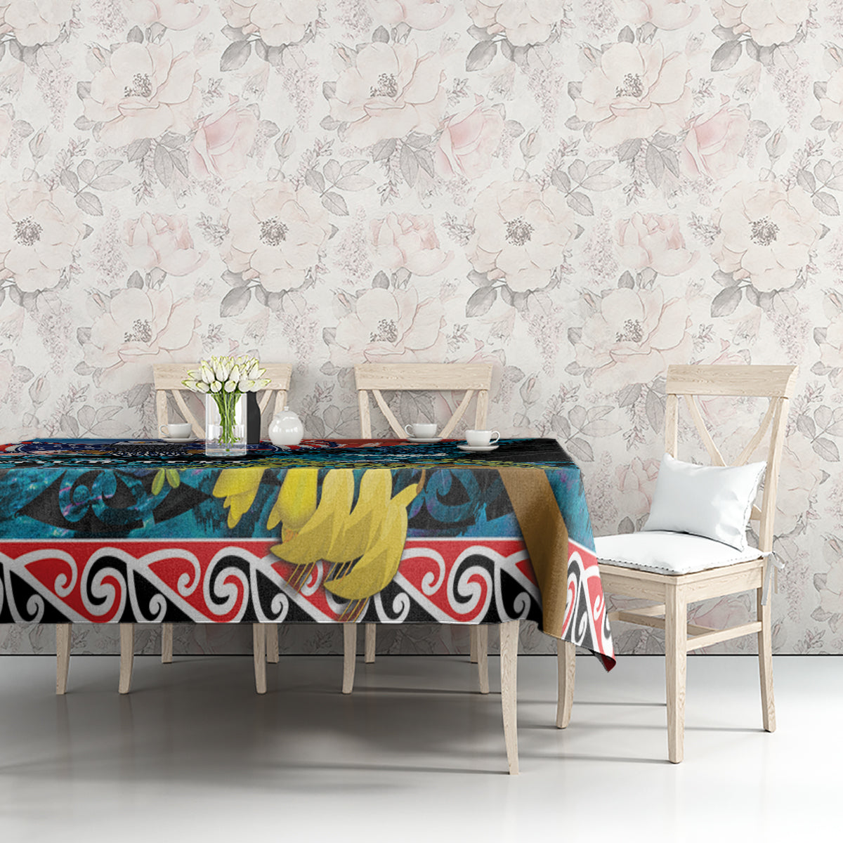 Personalised United States And New Zealand Tablecloth USA Eagle With Kowhai Aotearoa Tui Bird LT14 - Polynesian Pride