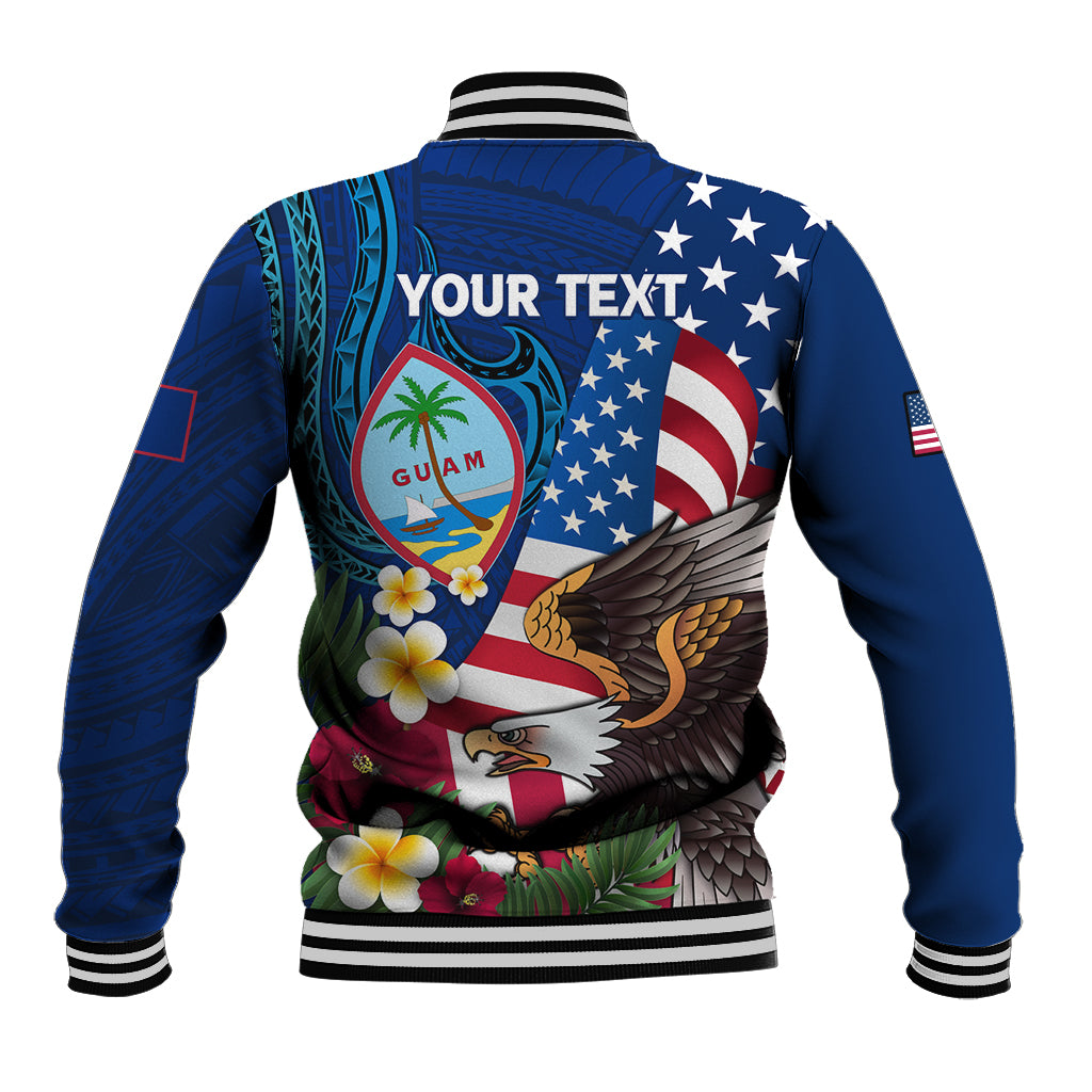 Personalised United States And Guam Baseball Jacket USA Eagle With Guahan Seal Tropical Vibes LT14 - Polynesian Pride
