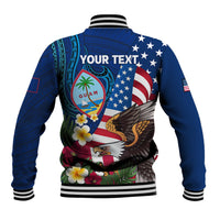 Personalised United States And Guam Baseball Jacket USA Eagle With Guahan Seal Tropical Vibes LT14 - Polynesian Pride