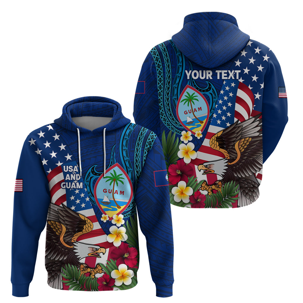 Personalised United States And Guam Hoodie USA Eagle With Guahan Seal Tropical Vibes