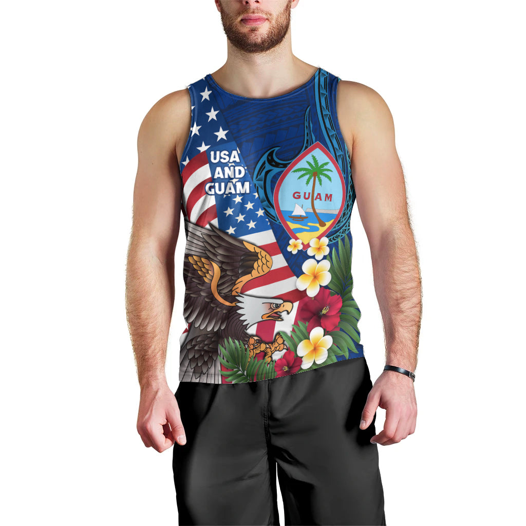 Personalised United States And Guam Men Tank Top USA Eagle With Guahan Seal Tropical Vibes