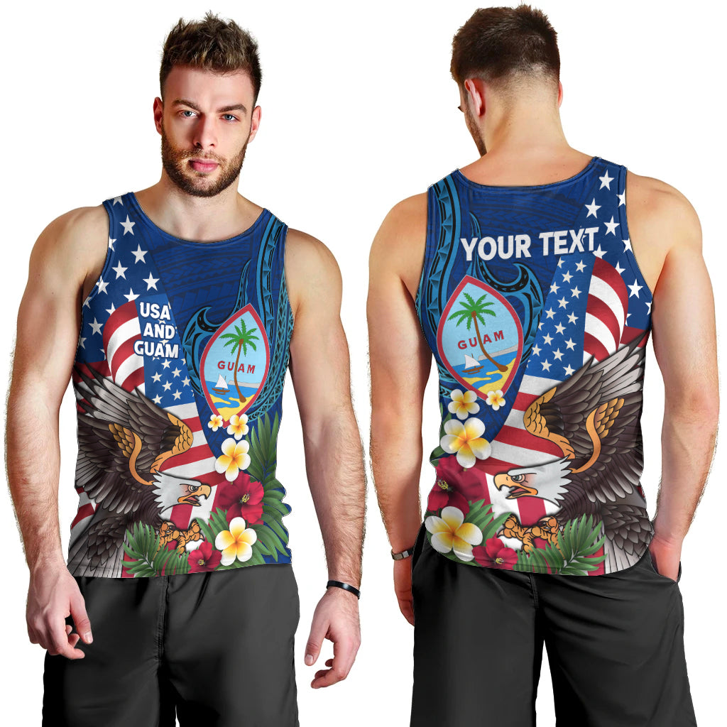 Personalised United States And Guam Men Tank Top USA Eagle With Guahan Seal Tropical Vibes