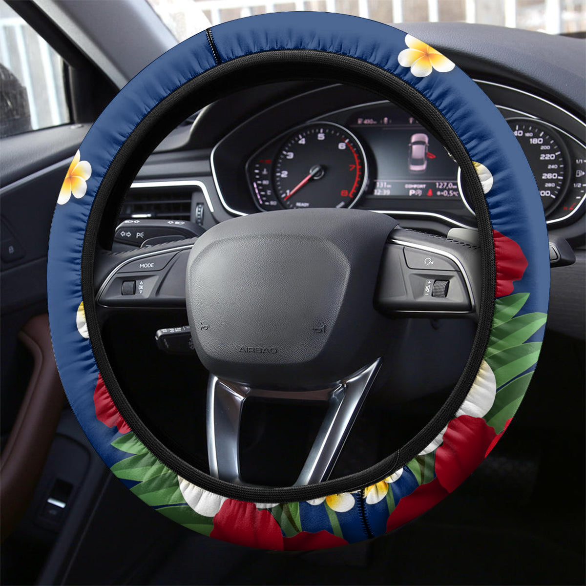 Personalised United States And Guam Steering Wheel Cover USA Eagle With Guahan Seal Tropical Vibes