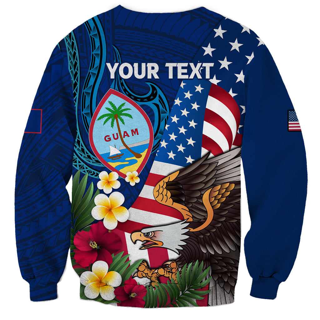 Personalised United States And Guam Sweatshirt USA Eagle With Guahan Seal Tropical Vibes LT14 - Polynesian Pride
