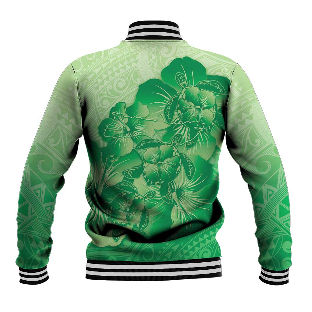 Aloha Hawaii Molokai Island Baseball Jacket Hibiscus Tribal Honu Hawaiian Tattoo Green LT14 - Polynesian Pride