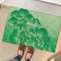 Aloha Hawaii Molokai Island Rubber Doormat Hibiscus Tribal Honu Hawaiian Tattoo Green LT14 - Polynesian Pride