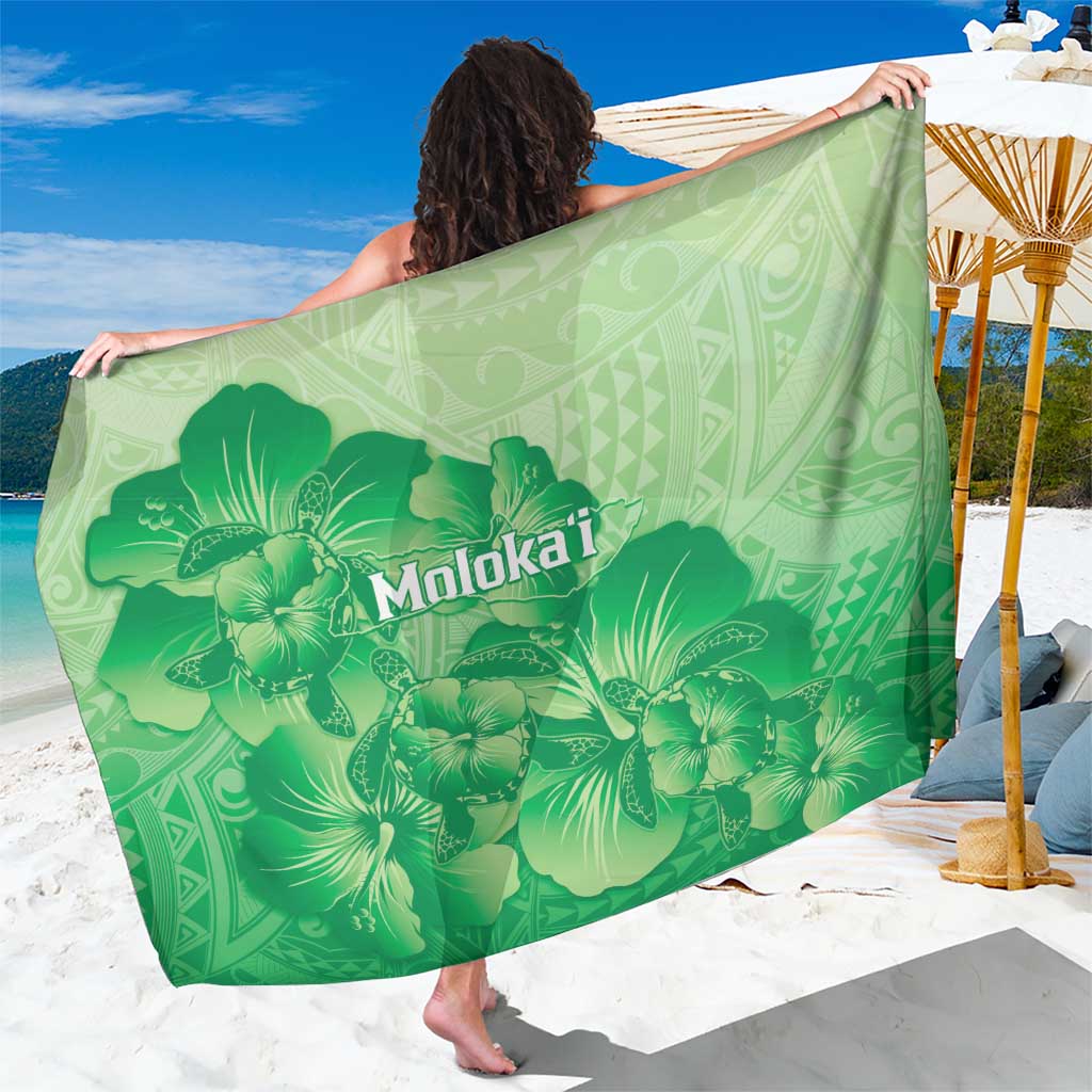 Aloha Hawaii Molokai Island Sarong Hibiscus Tribal Honu Hawaiian Tattoo Green