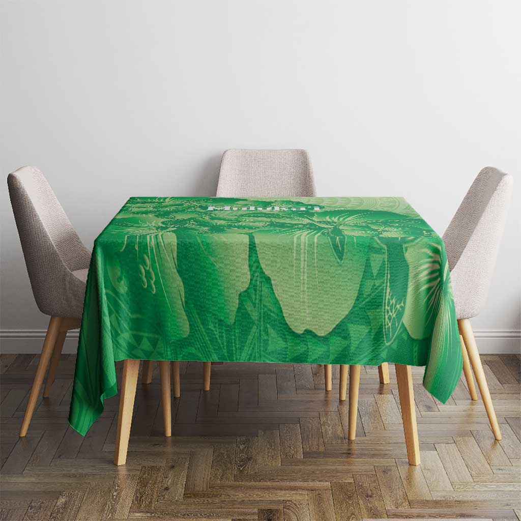 Aloha Hawaii Molokai Island Tablecloth Hibiscus Tribal Honu Hawaiian Tattoo Green