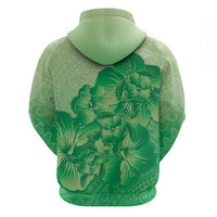 Aloha Hawaii Molokai Island Zip Hoodie Hibiscus Tribal Honu Hawaiian Tattoo Green