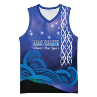 Personalised Matariki New Zealand Basketball Jersey Maori New Year Galaxy Koru Pattern - Polynesian Pride