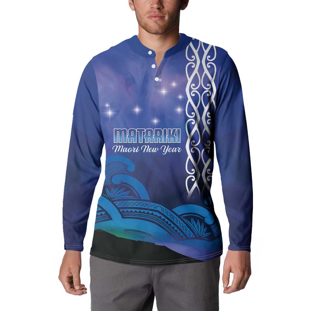 Personalised Matariki New Zealand Button Sweatshirt Maori New Year Galaxy Koru Pattern