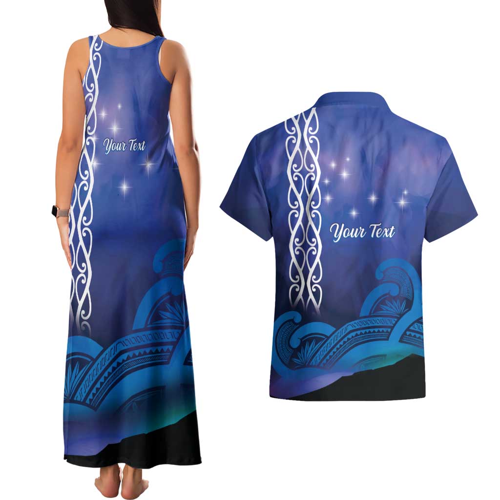 Personalised Matariki New Zealand Couples Matching Tank Maxi Dress and Hawaiian Shirt Maori New Year Galaxy Koru Pattern