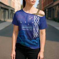 Personalised Matariki New Zealand Cross Shoulder Shirt Maori New Year Galaxy Koru Pattern - Polynesian Pride