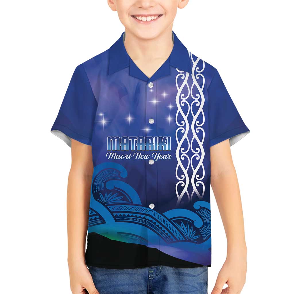 Personalised Matariki New Zealand Family Matching Puletasi and Hawaiian Shirt Maori New Year Galaxy Koru Pattern