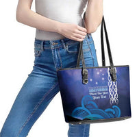Personalised Matariki New Zealand Leather Tote Bag Maori New Year Galaxy Koru Pattern