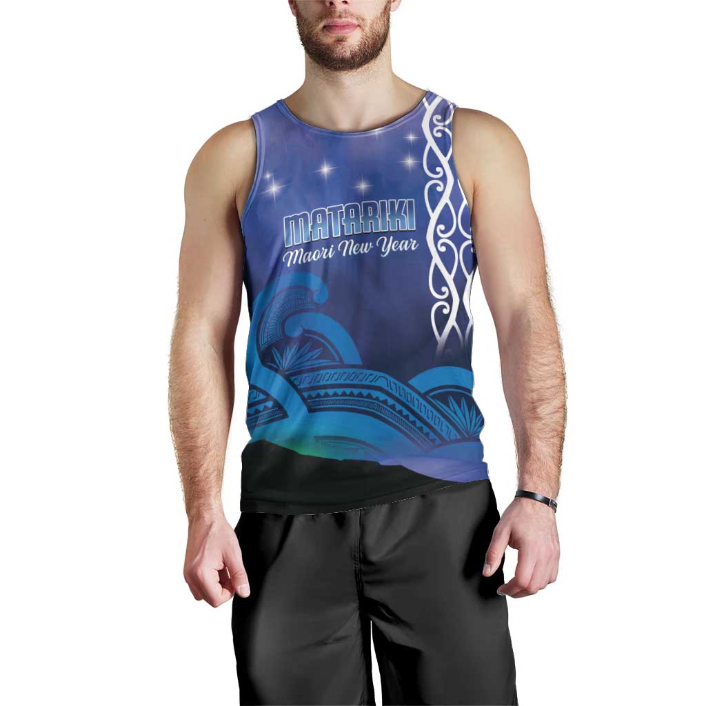 Personalised Matariki New Zealand Men Tank Top Maori New Year Galaxy Koru Pattern