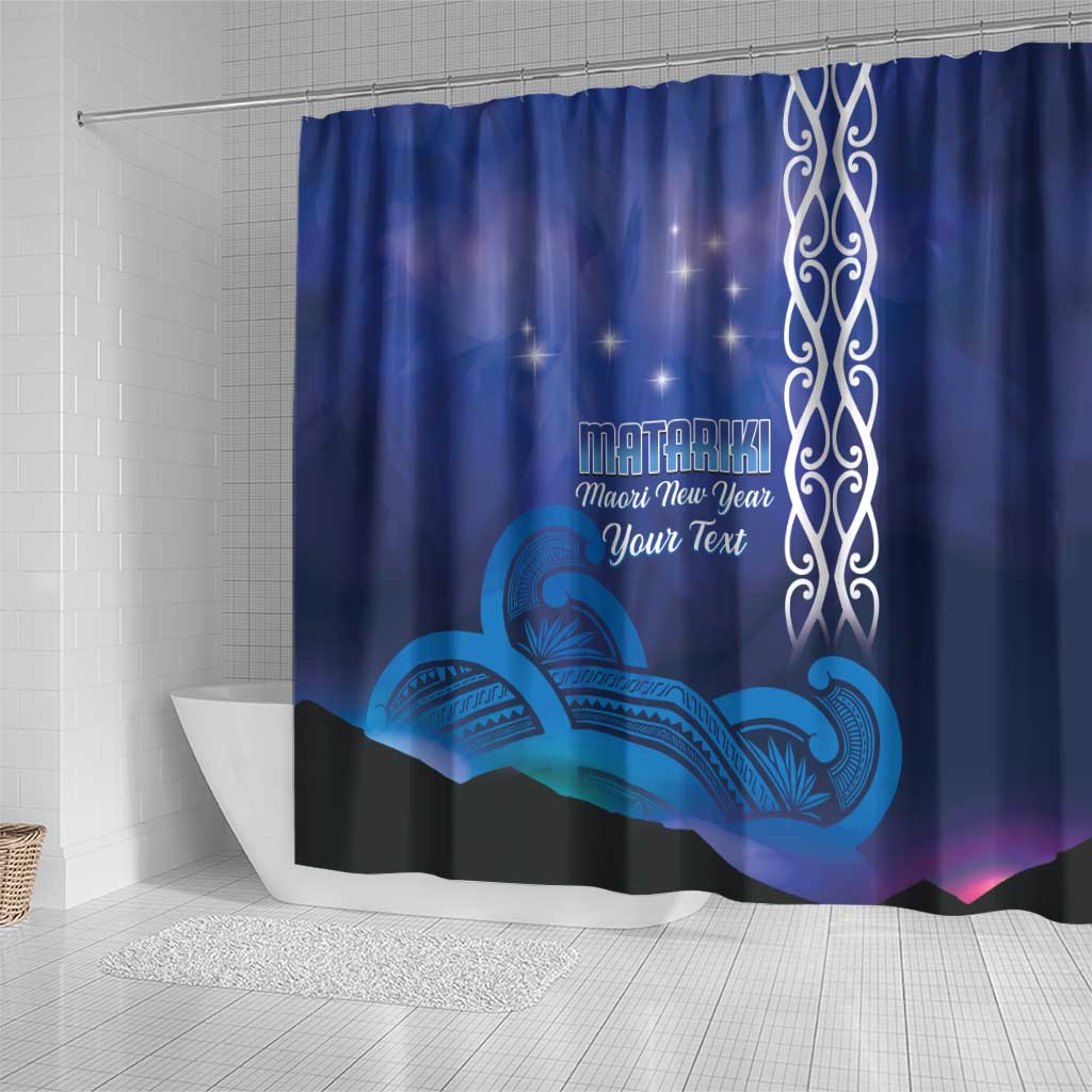 Personalised Matariki New Zealand Shower Curtain Maori New Year Galaxy Koru Pattern