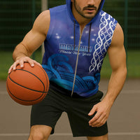 Personalised Matariki New Zealand Sleeveless Zip Hoodie Maori New Year Galaxy Koru Pattern - Polynesian Pride