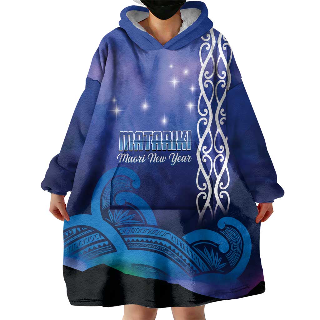 Personalised Matariki New Zealand Wearable Blanket Hoodie Maori New Year Galaxy Koru Pattern