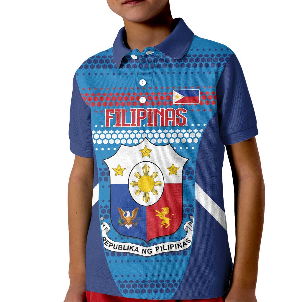 Philippines Football 2026 Kid Polo Shirt Come On Filipinas LT14 Kid Blue - Polynesian Pride