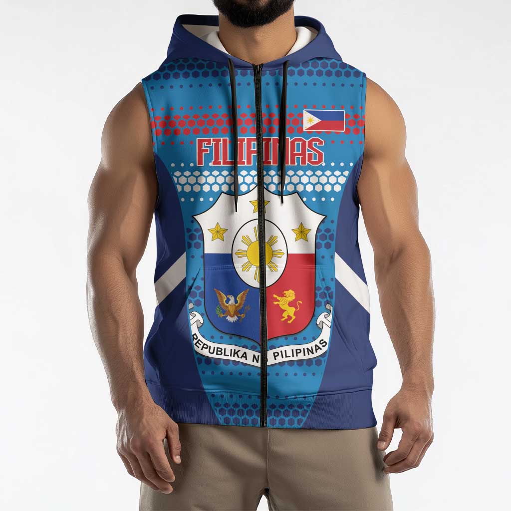 Philippines Football 2026 Sleeveless Zip Hoodie Come On Filipinas LT14 - Polynesian Pride
