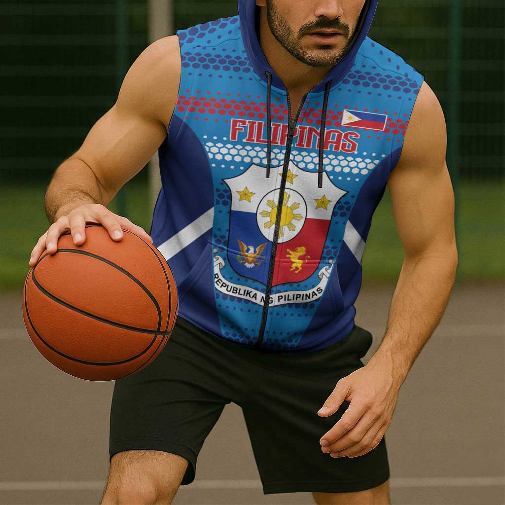 Philippines Football 2026 Sleeveless Zip Hoodie Come On Filipinas LT14 - Polynesian Pride