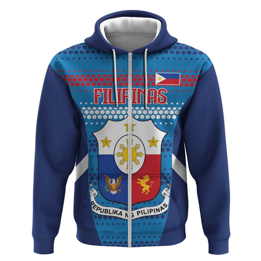 Philippines Football 2026 Zip Hoodie Come On Filipinas LT14 Zip Hoodie Blue - Polynesian Pride