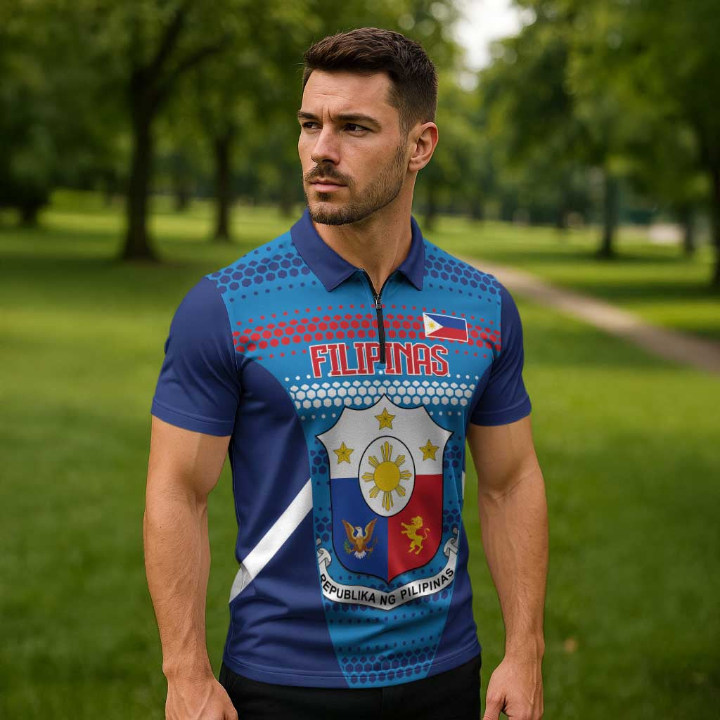 Philippines Football 2026 Zipper Polo Shirt Come On Filipinas