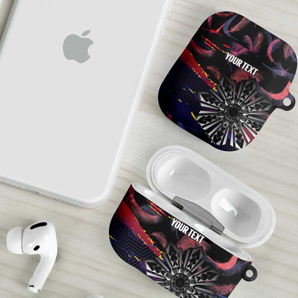 Philippines Sun Tattoo AirPods Case Feathers Filipinas Grunge Style Black