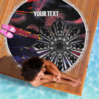 Philippines Sun Tattoo Beach Blanket Feathers Filipinas Grunge Style Black