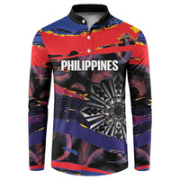 Philippines Sun Tattoo Button Sweatshirt Feathers Filipinas Grunge Style Black