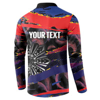 Philippines Sun Tattoo Button Sweatshirt Feathers Filipinas Grunge Style Black