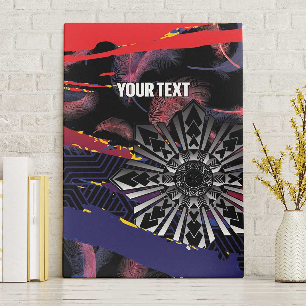 Philippines Sun Tattoo Canvas Wall Art Feathers Filipinas Grunge Style Black